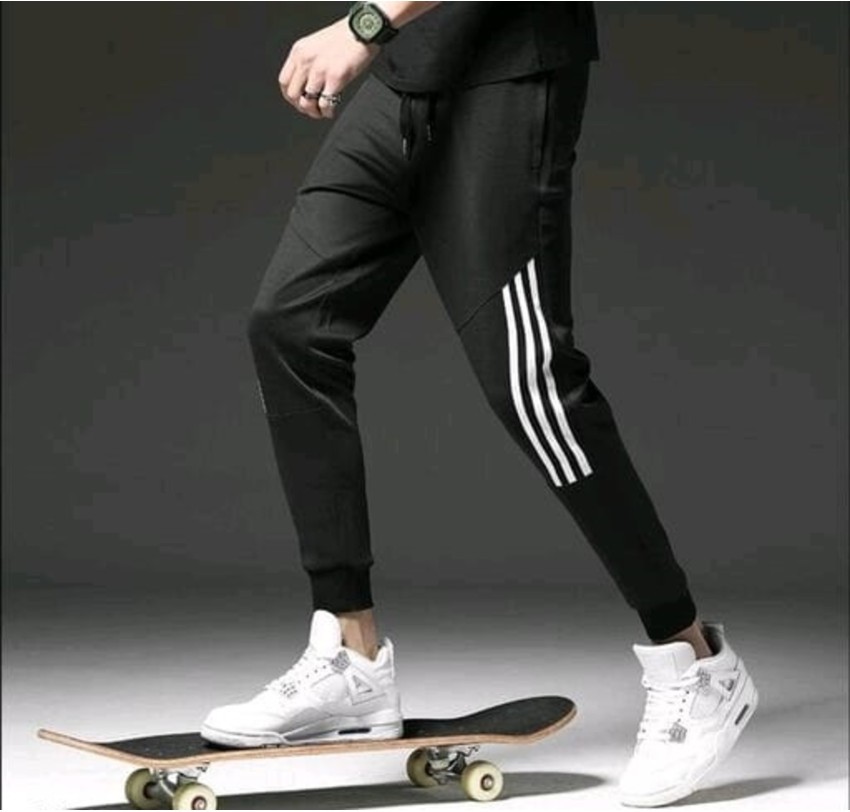 ADIDAS Men's Black/White Stripe 100% Polyester Athletic Track Pants-Size  L | eBay