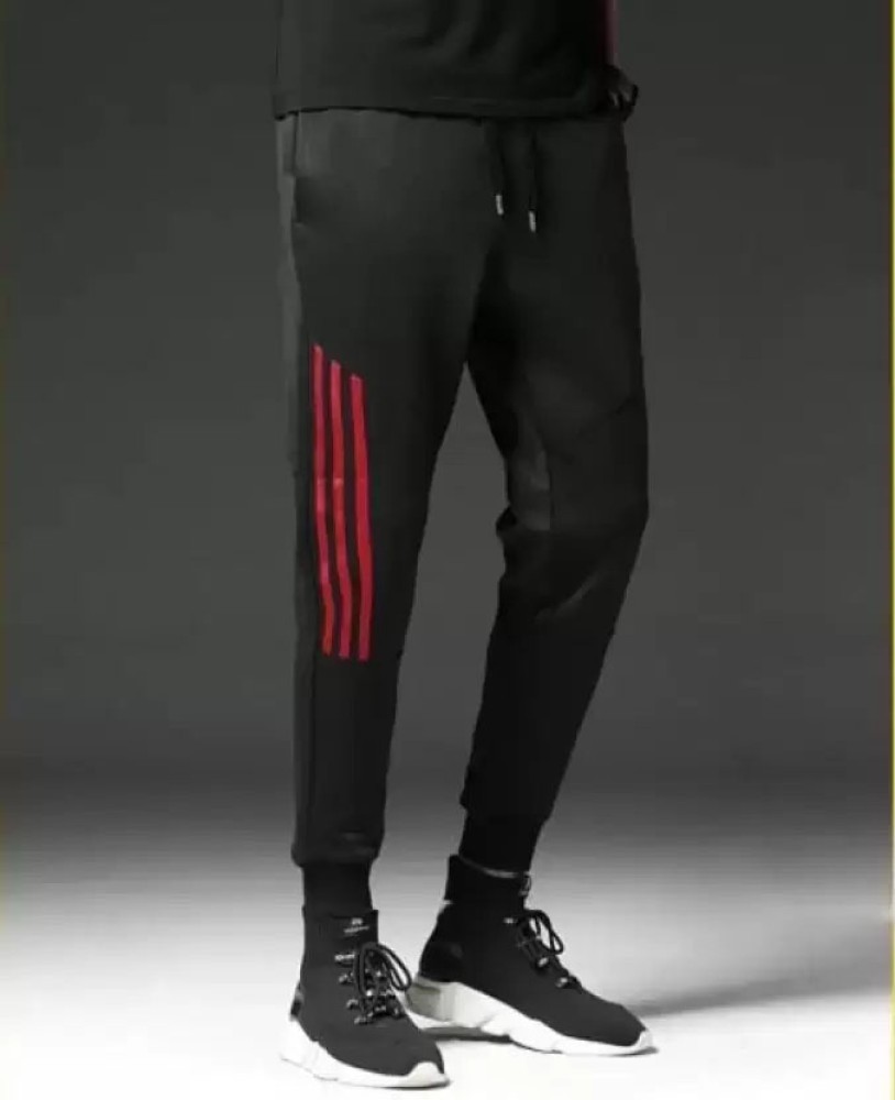 Trackpants Check Men Red Black Cotton Trackpants at Cliths