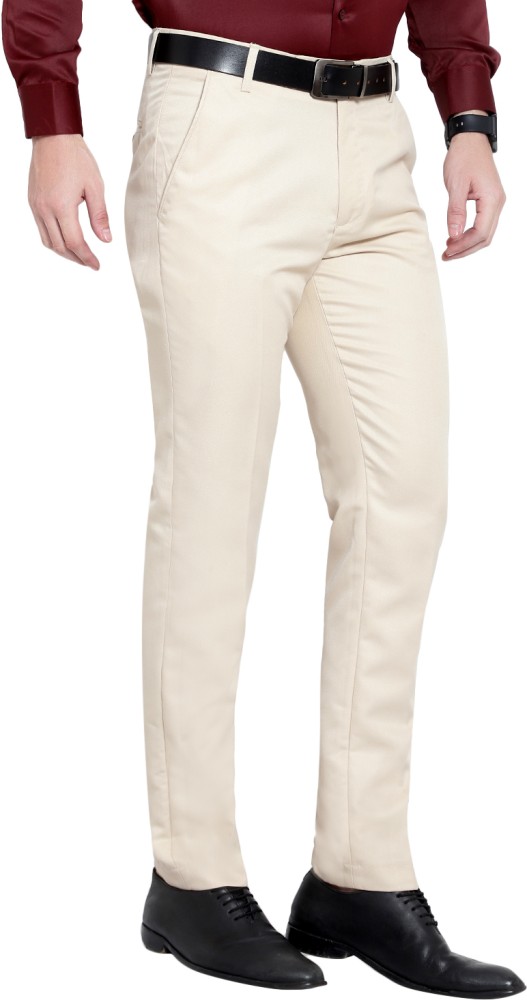 Buy Linen Club Peach Regular Fit Flat Front Trousers for Mens Online   Tata CLiQ