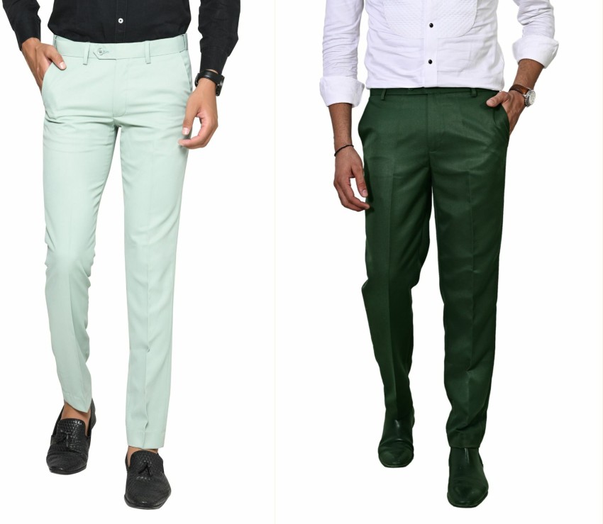 Peter England Casual Trousers  Buy Peter England Men Green Solid Carrot  Fit Casual Trousers Online  Nykaa Fashion