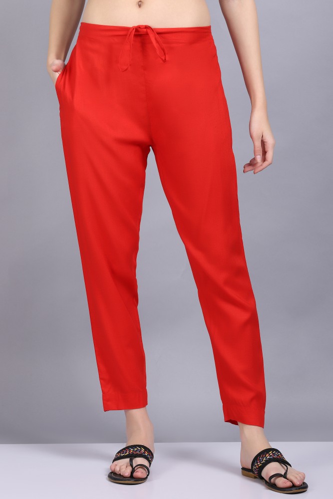 BASICS TAPERED FIT SYRAH RED COTTON STRETCH TROUSERS22BTR48461