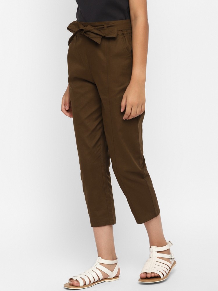 brown cotton trousers pants for womens and girls