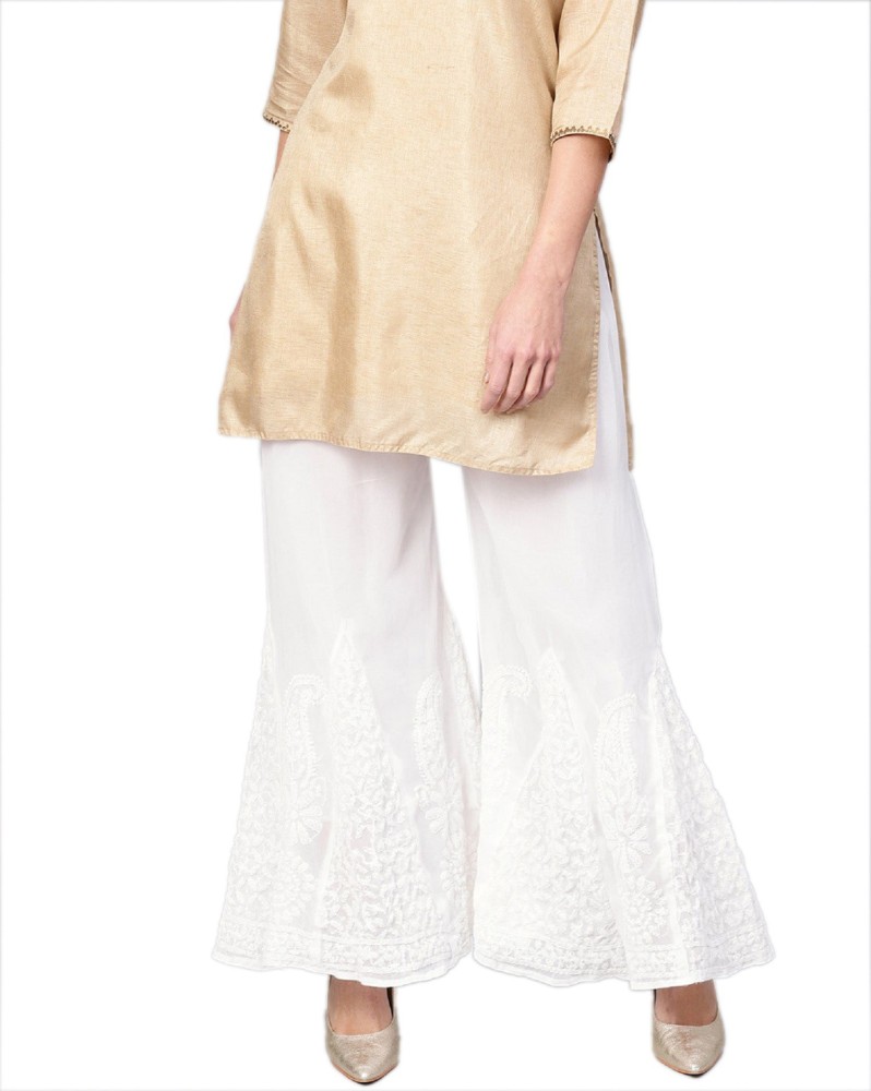 Buy TRIFON Womens Cotton  Rayon Casual Wear Flared Lace Gota Palazzo  Bottom Plazzo Pants Sharara for Knee length Kurta kurtis ComboPack of 2  at Amazonin