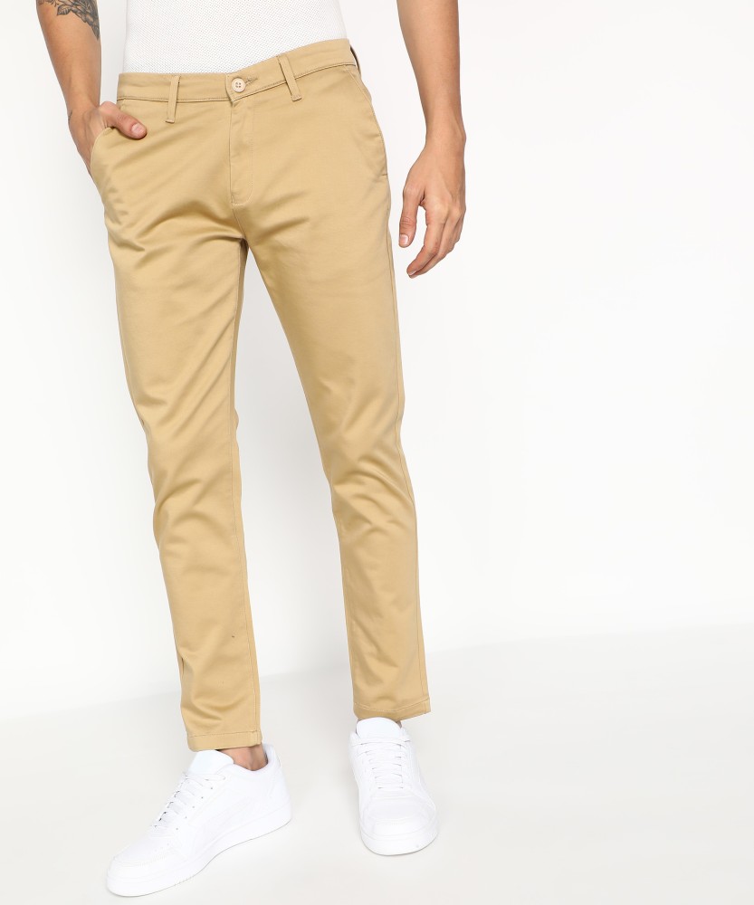 Spykar Casual Trousers  Buy Spykar Khaki Cotton Slim Fit Regular Length Trousers  For Men Online  Nykaa Fashion