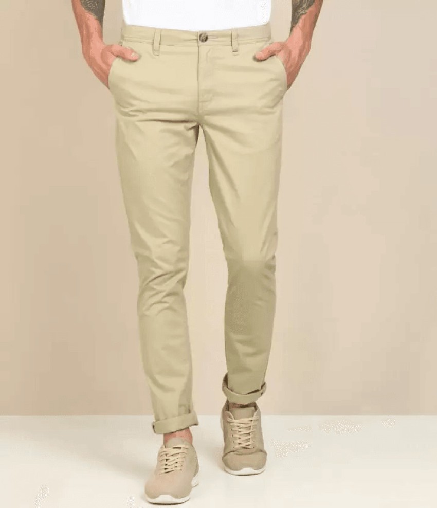Buy COLOR PLUS Natural Solid Cotton Stretch Tailored Fit Mens Trousers   Shoppers Stop