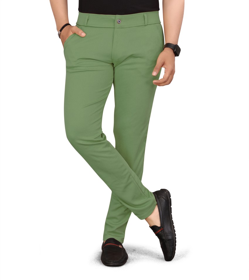 Buy abof Men Light Green Slim Fit Overdyed Casual Trousers online   Looksgudin