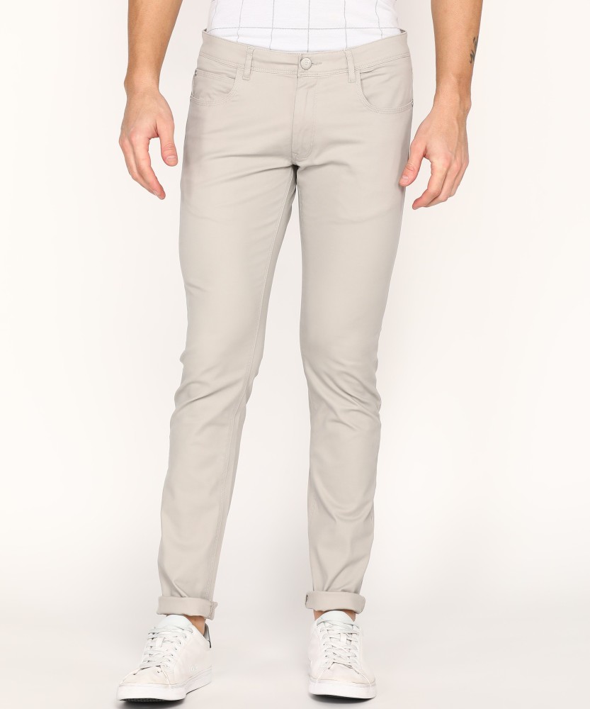 Buy Peter England Casuals Grey Cotton Slim Fit Trousers for Mens Online   Tata CLiQ