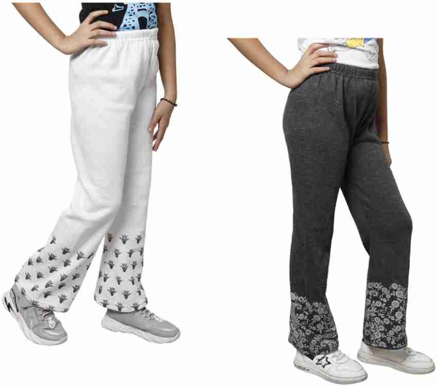 Buy Grey & White Trousers & Pants for Girls by INDIWEAVES Online