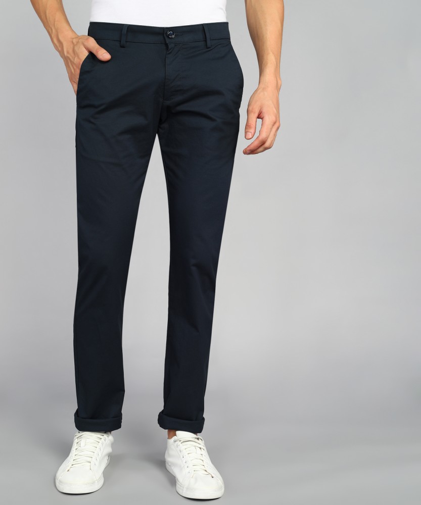 Allen Solly Casual Trousers  Buy Allen Solly Men Blue Slim Fit Solid  Casual Trousers Online  Nykaa Fashion