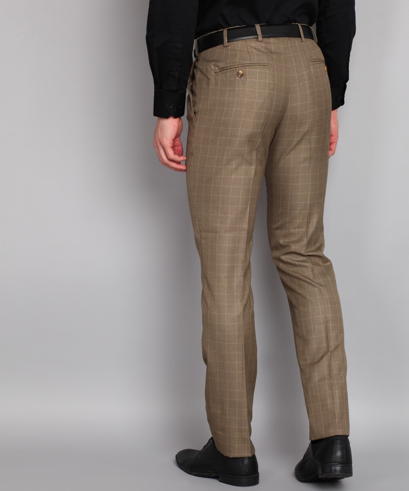 SOJANYA Formal Trousers  Buy SOJANYA Men Cotton Blend Khaki  OffWhite  Checked Formal Trousers Online  Nykaa Fashion