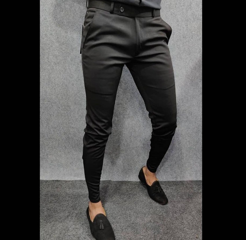 Jade Black PlainSolid Regular Fit Cotton Pant For Women