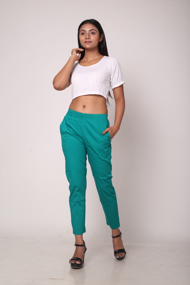 Buy fithub Women Light Blue Solid Cotton Blend Trousers XXL Online at  Best Prices in India  JioMart