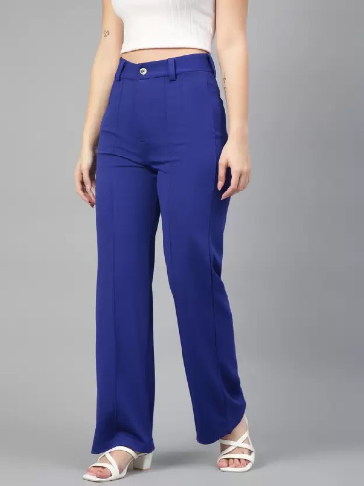 SUPRYIA Women Lycra Blend Royal Blue Casual Trousers