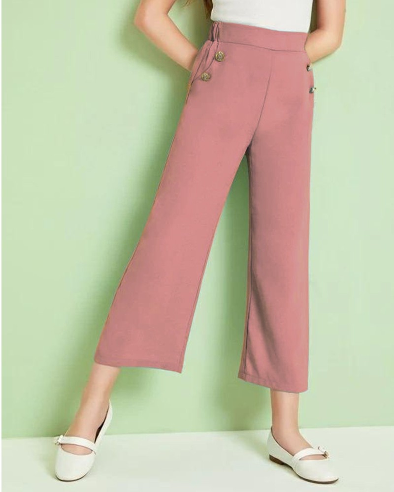 Ribbed flared trousers  Pink  Ladies  HM IN