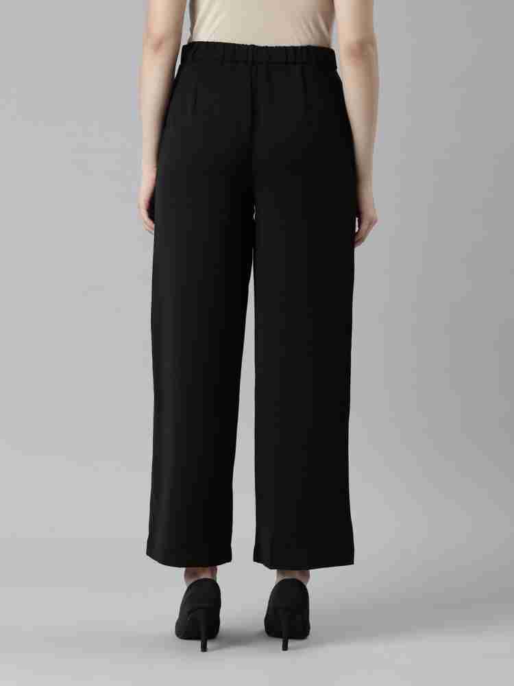 GO COLORS Relaxed Women Black Trousers - Buy GO COLORS Relaxed