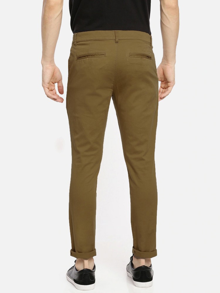 Buy HERENOW Men Green Slim Fit Solid Cropped Chino Trousers  Trousers for  Men 2056770  Myntra