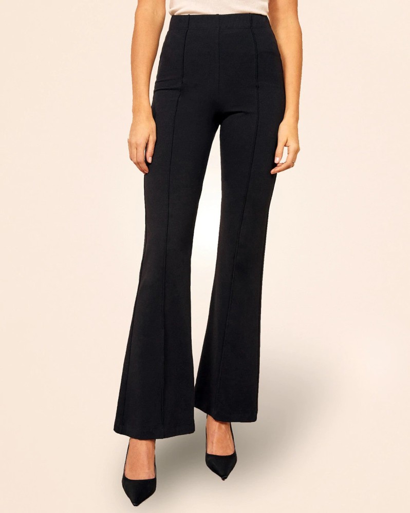 Buy Women Black Skinny Fit Solid Cropped Formal Trousers online   Looksgudin