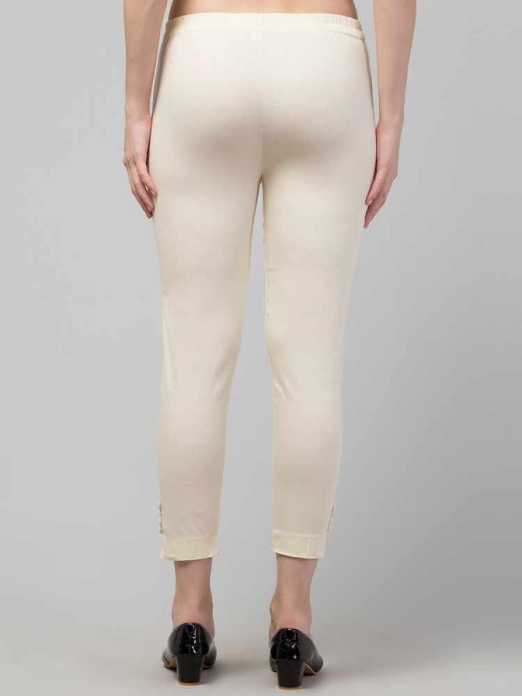 Buy SriSaras Premium Cotton PantsTrousers Pack of 4 Black Grey Cream  Maroon L Women Skinny at Amazonin