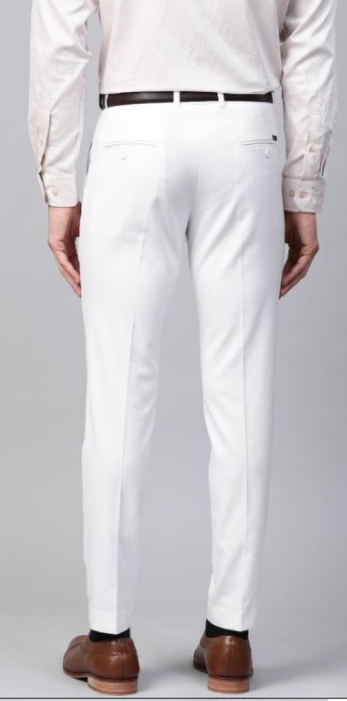 DENNISON Men White Smart Tapered Fit Cropped Trousers  dennisonfashionindia