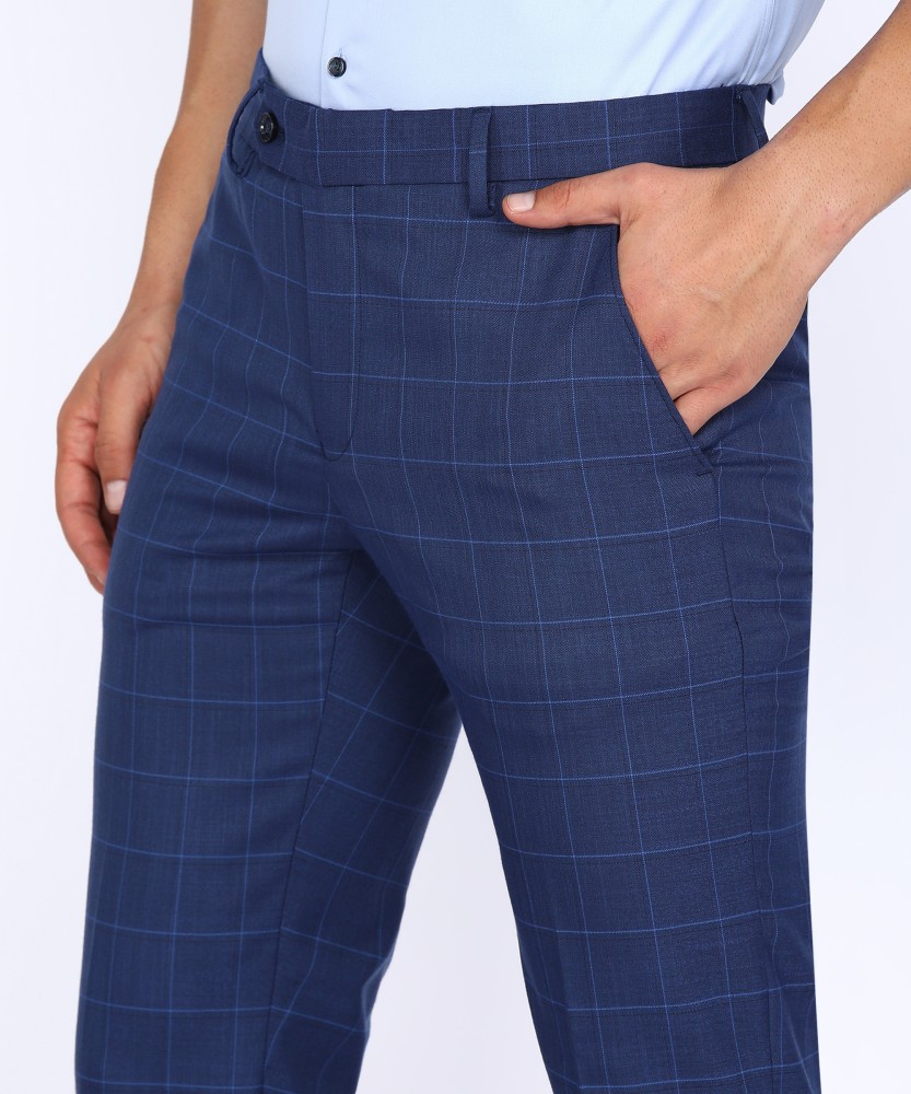 TitleNine Blue Checked Trouser for men Casual Check PantsSlim Fit Check  pantsCotton check pant