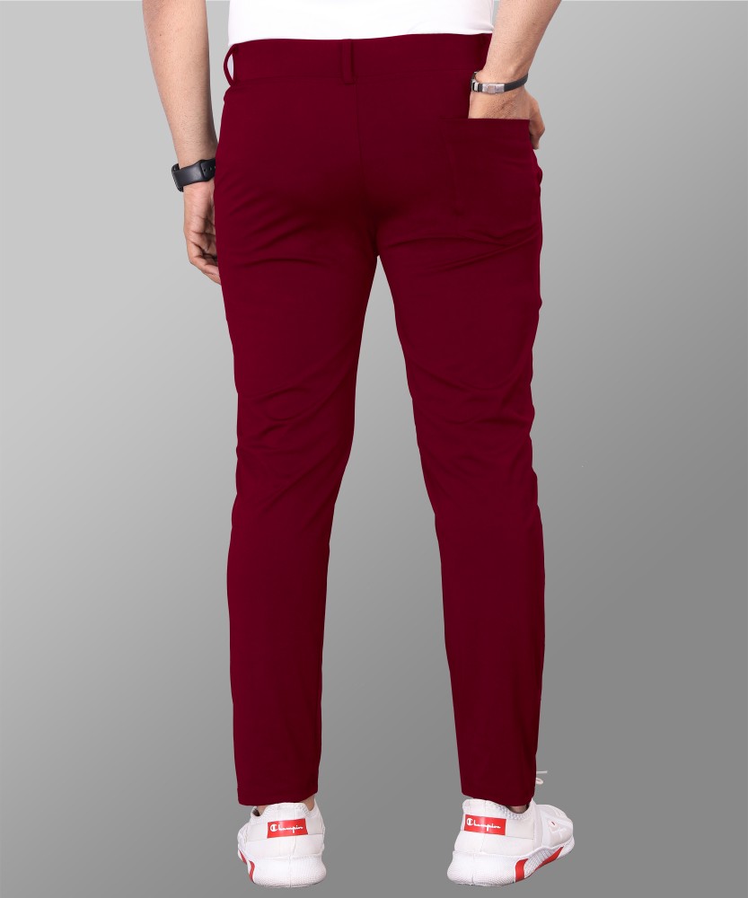 Buy Men Maroon Slim Fit Solid Casual Trousers Online  742049  Allen Solly