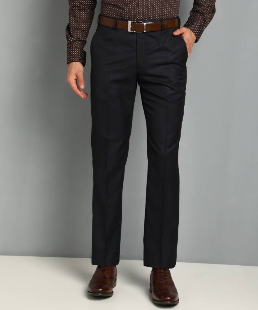 Regular Fit Men Black Polyester Formal Trousers