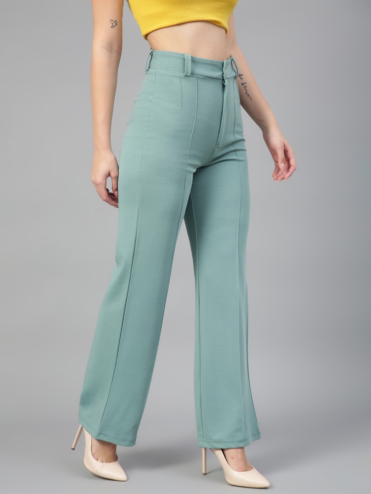 Buy Online Women Olive Green Trousers at best price  Plussin