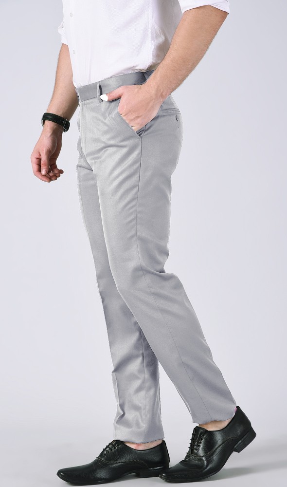 Buy Metal Steel Grey Slim Fit Trousers for Men Online  Tata CLiQ