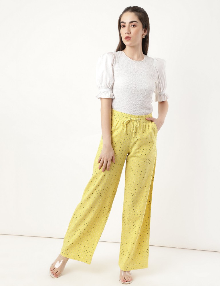 Buy Yellow Pink Printed Linen Pants  OCT22SF14CSASA26OCT  The loom