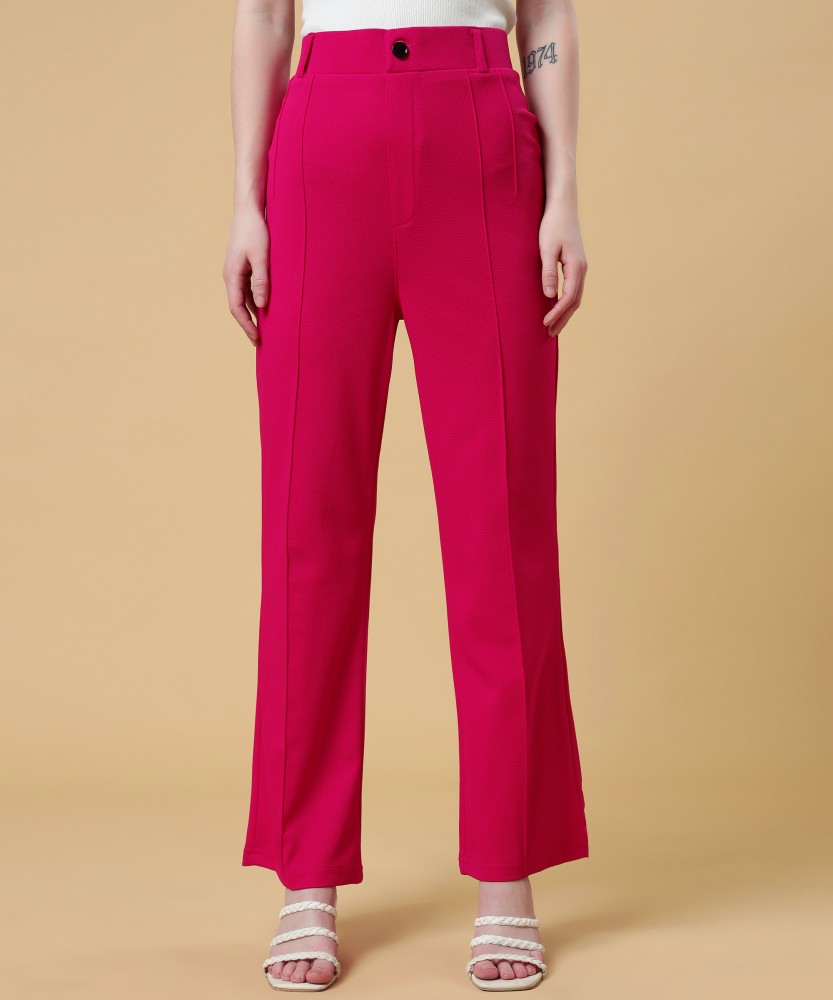 Lyra Slim Fit Women Pink Trousers - Buy Lyra Slim Fit Women Pink Trousers  Online at Best Prices in India