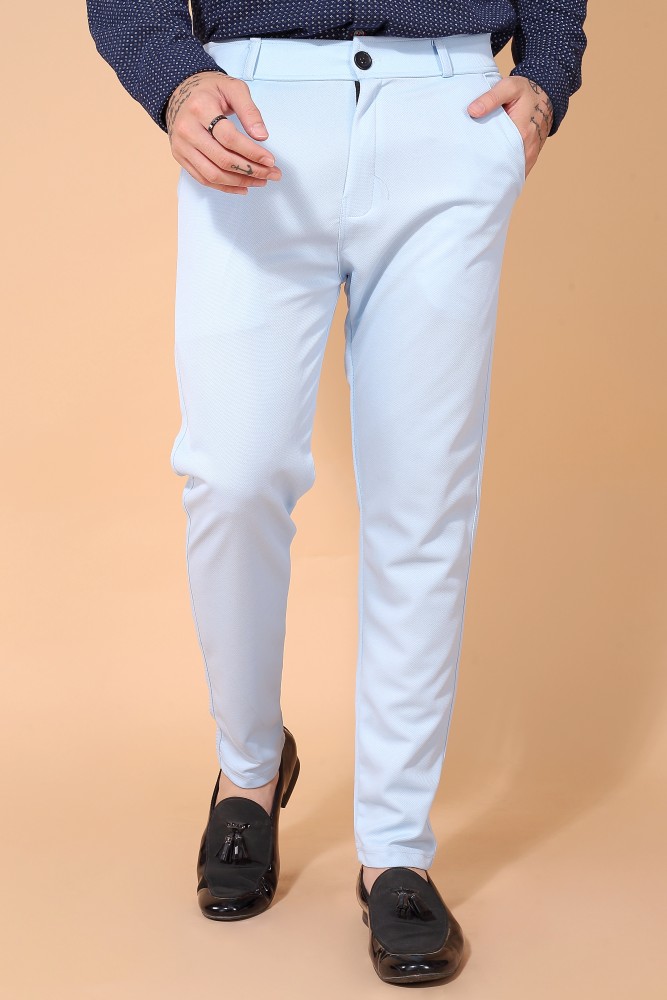 Buy SAM & JACK Light Blue Colored Polyviscose Regular Fit Men's Formal  Trousers (28) at Amazon.in