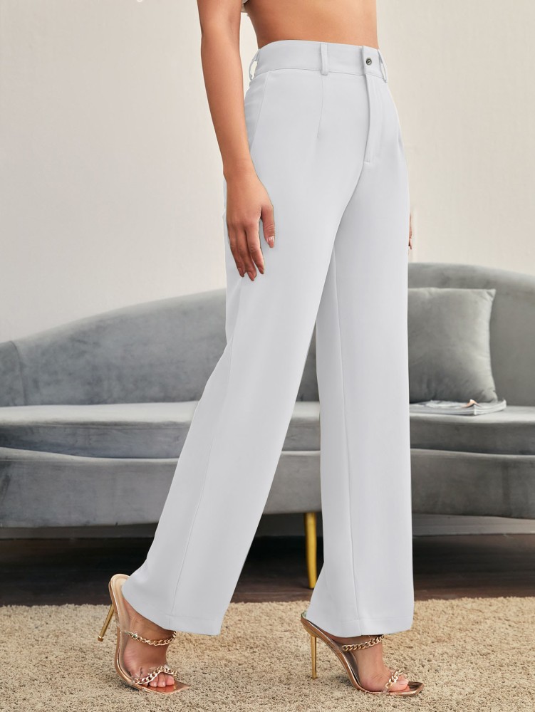 Smart Cotton OffWhite Trouser with Lace Insert Detail  Sujatra