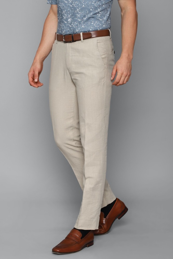 Buy Louis Philippe Beige Linen Slim Fit Trousers for Mens Online  Tata CLiQ