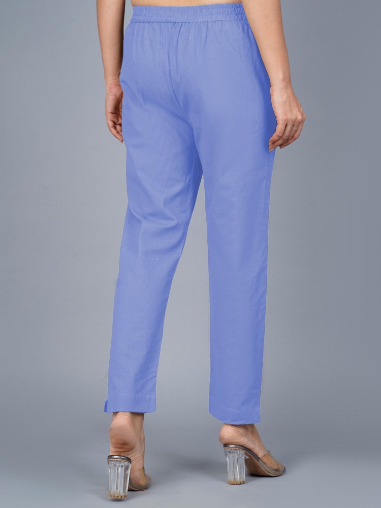 Buy SASSAFRAS Women Blue Regular Fit Solid Cigarette Trousers  Trousers  for Women 4368111  Myntra