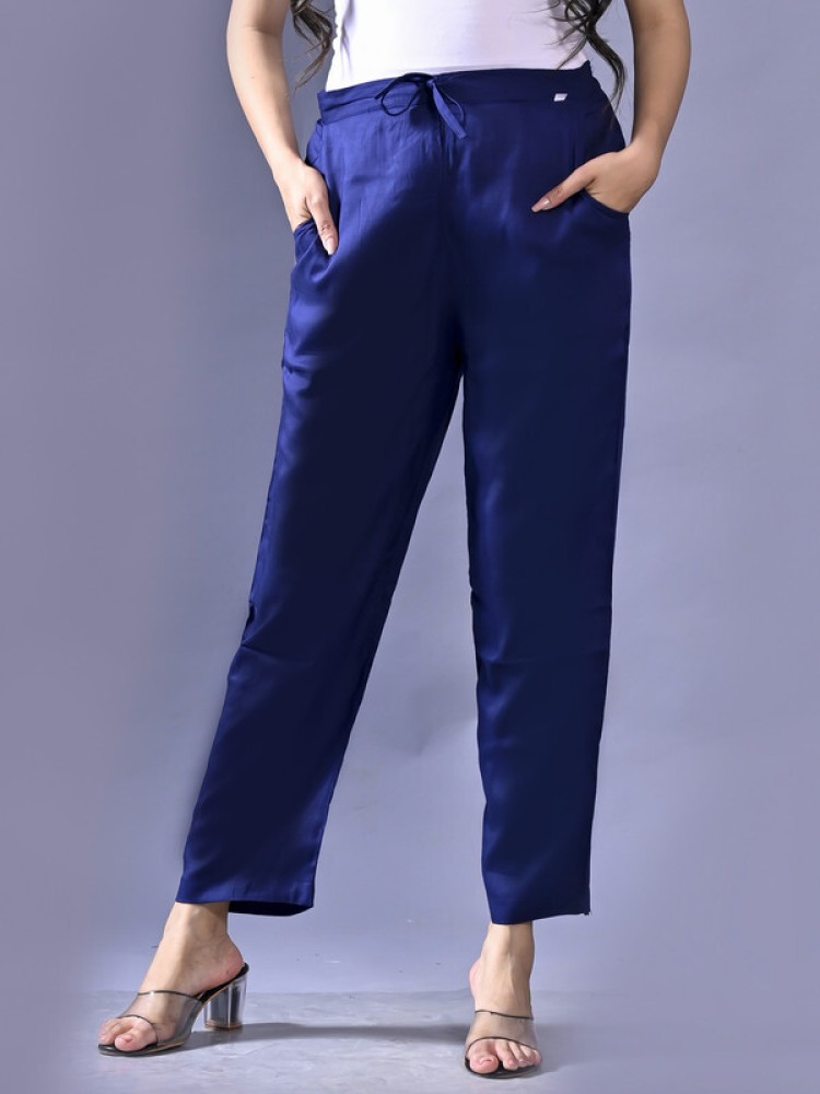 Vami Womens Cotton Formal Trousers  True Blue  BONJOUR