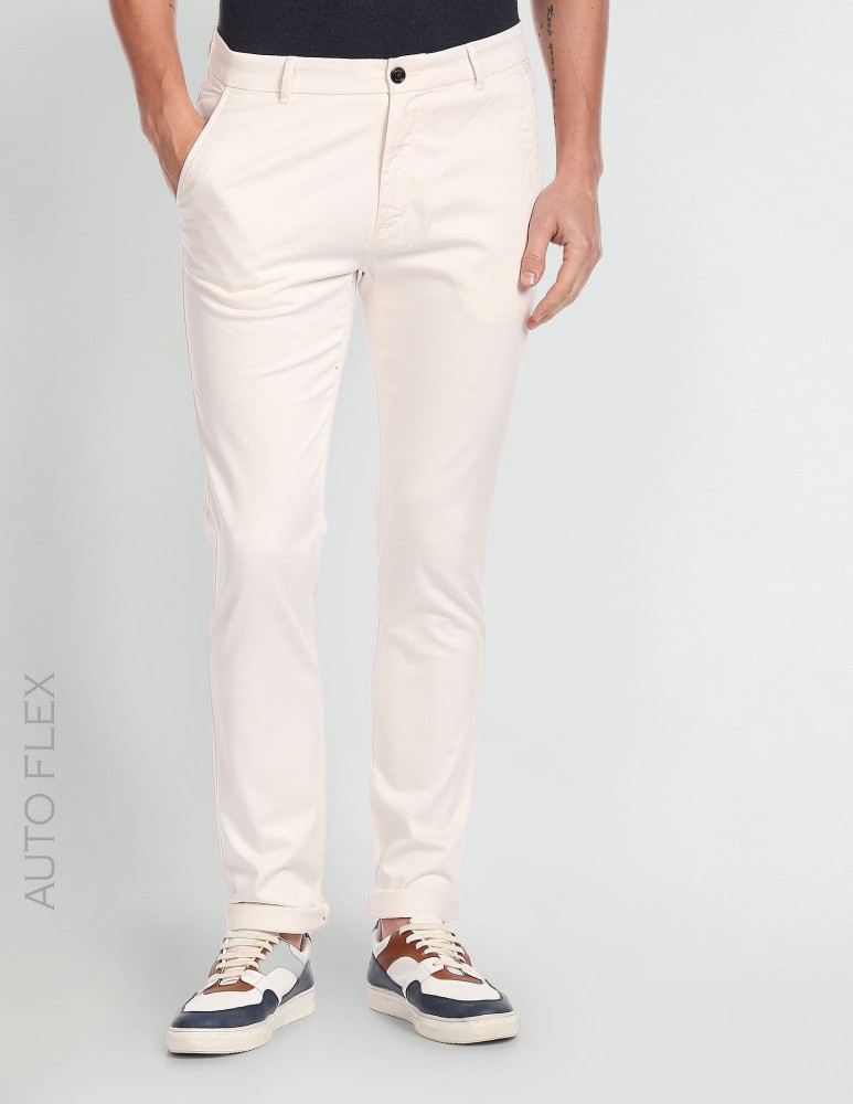 Buy Men White Solid Low Skinny Fit Casual Trousers Online  712819  Peter  England