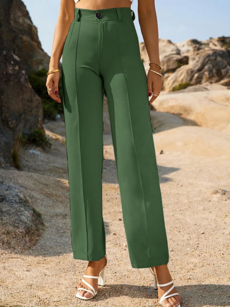 Buy Ruhfab Regular Fit Cotton Trouser Pants for WomenLadies Cotton Pants  OliveGreenMedium at Amazonin