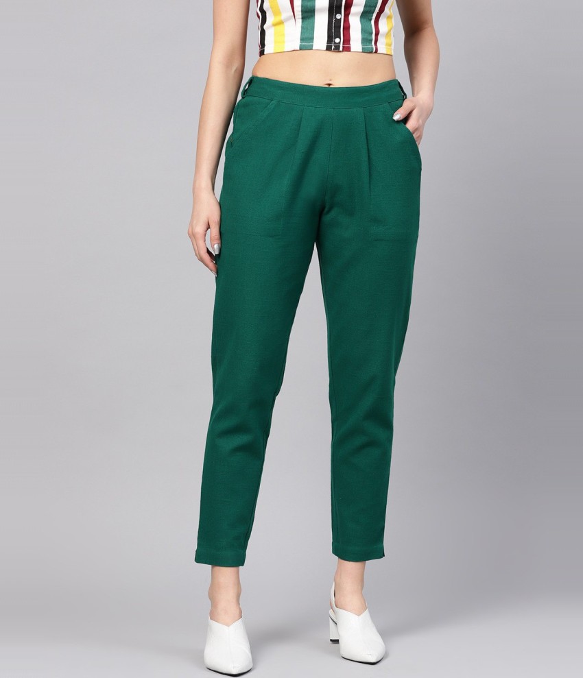 QRious Regular Fit Women Green Trousers  Buy QRious Regular Fit Women  Green Trousers Online at Best Prices in India  Flipkartcom