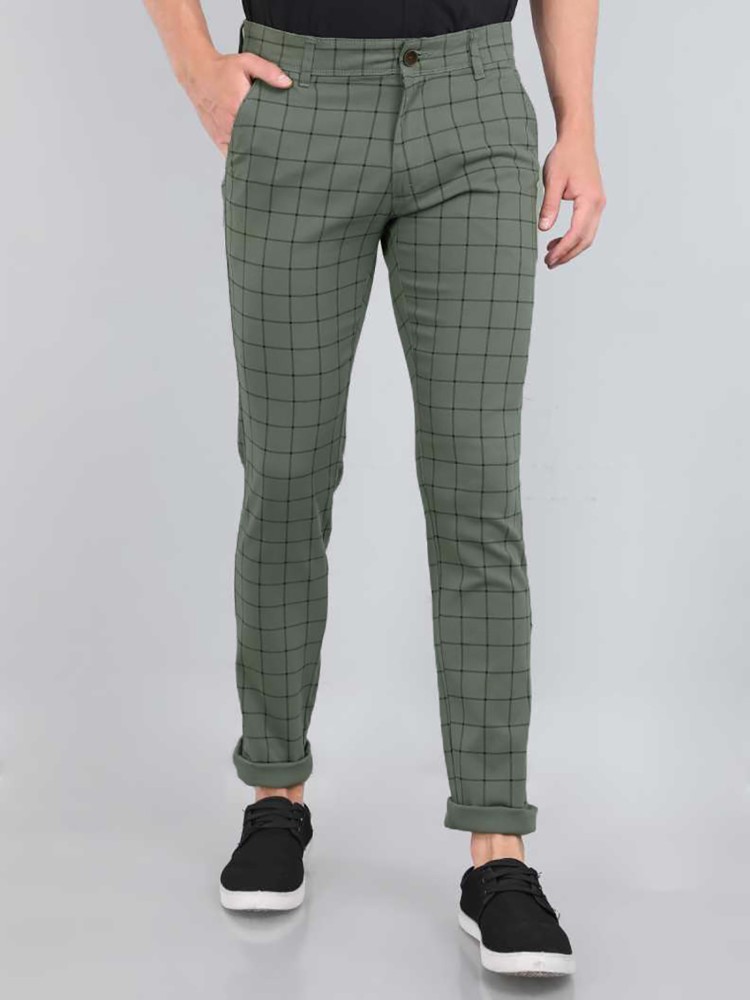 Buy jack  jinny Mens Mid Green Checks Trouser at Amazonin