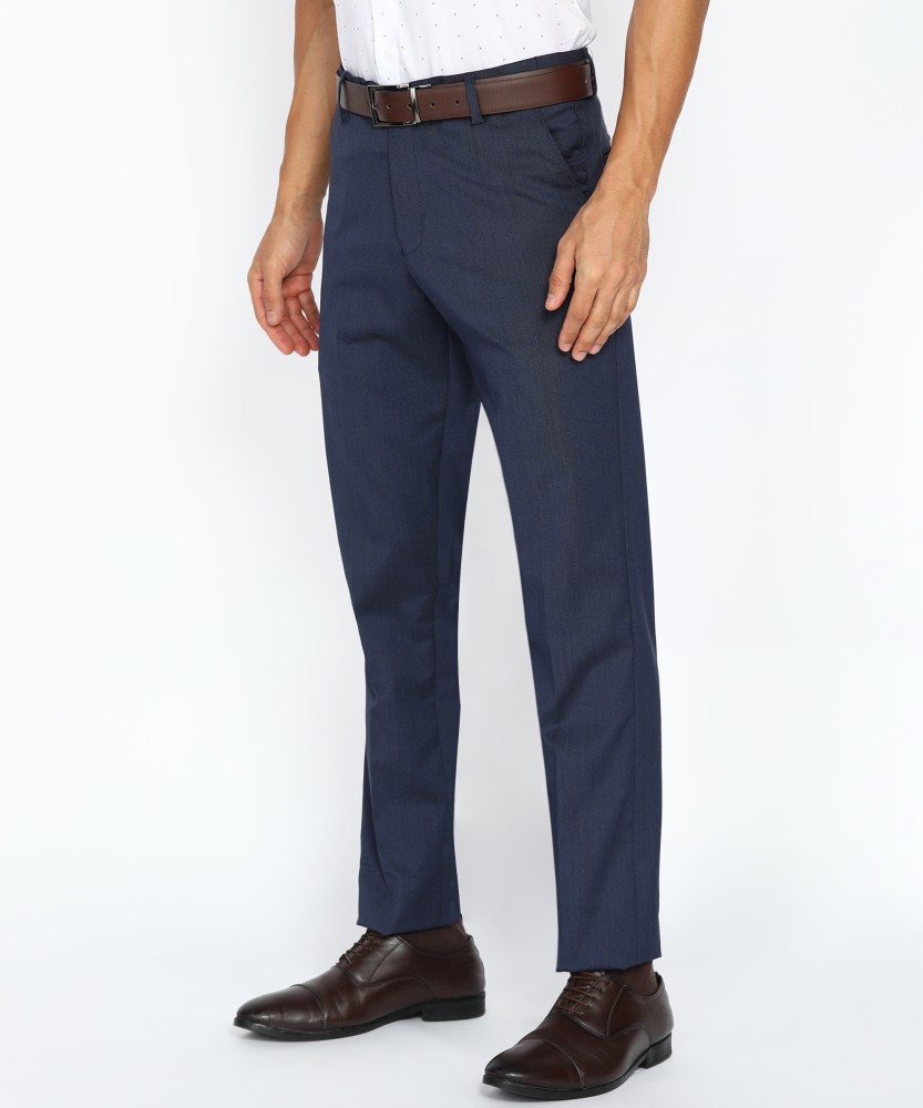 Buy Men Navy Textured Low Skinny Fit Casual Trousers Online  493643   Peter England