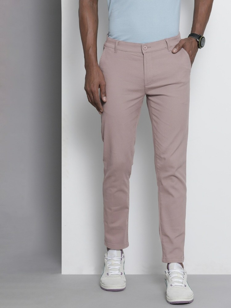Buy Men Pink Mid Rise Chino Pants Online In India