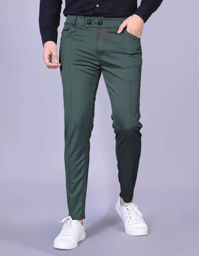 Buy Formal Slim Fit Men Dark Green Trousers Online at Best Prices in India   Flipkartcom