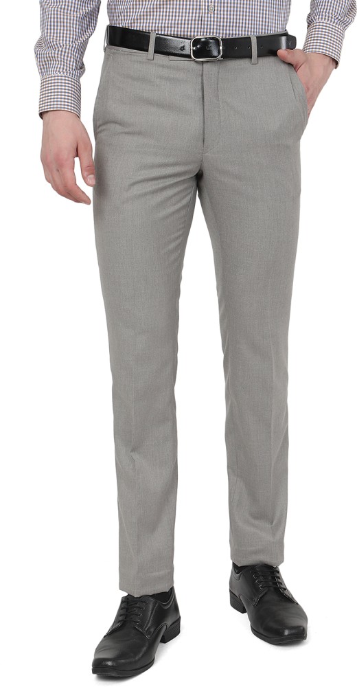Inspire Steel Grey Slim Fit Formal Trouser For Men