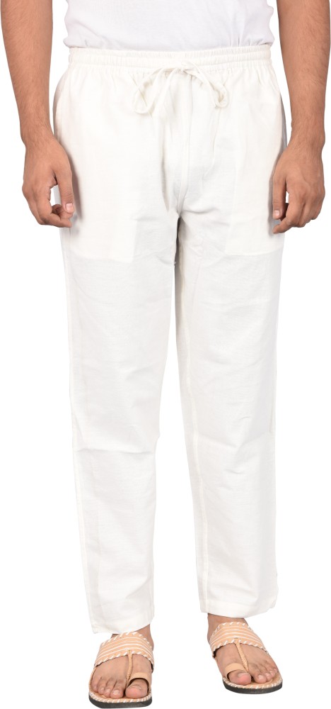 Buy Mens White Striped Casual Pants for Men White Online at Bewakoof