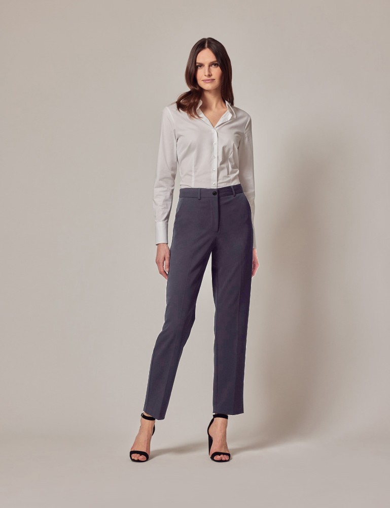 Grey Solid Park Avenue Woman Grey Regular Fit Trouser