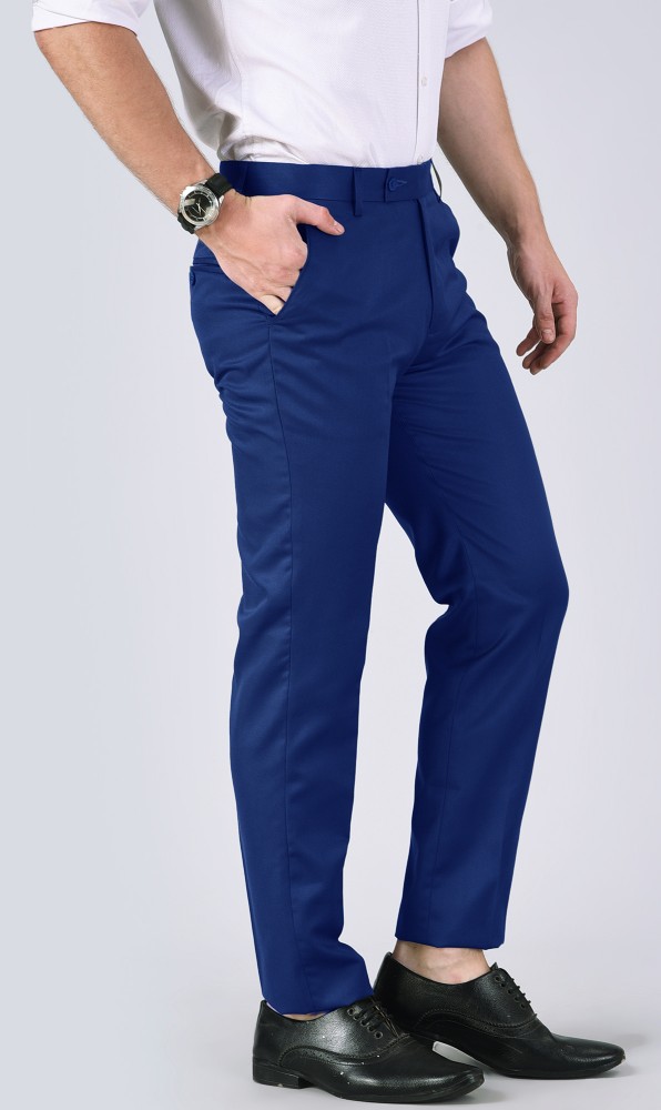 Buy AD  AV Men Royal Blue Solid Synthetic Single Formal Trousers Online at  Best Prices in India  JioMart