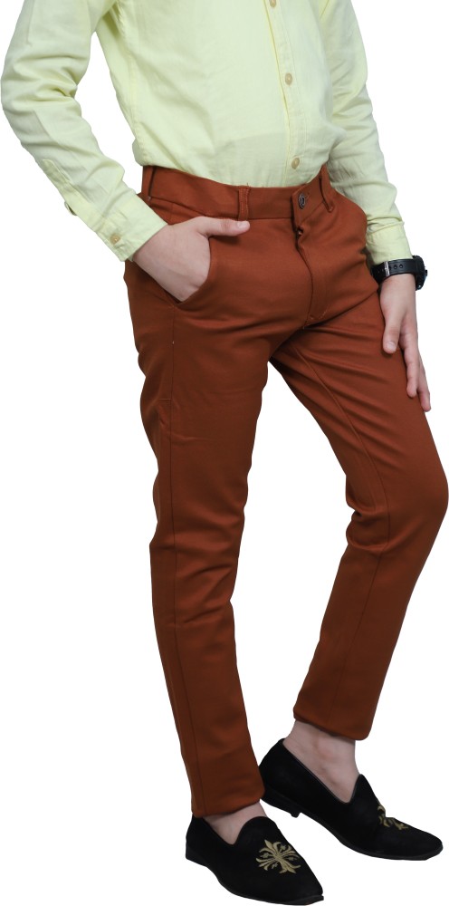 Solid Color Art Silk Pant in Dark Beige  BJG4