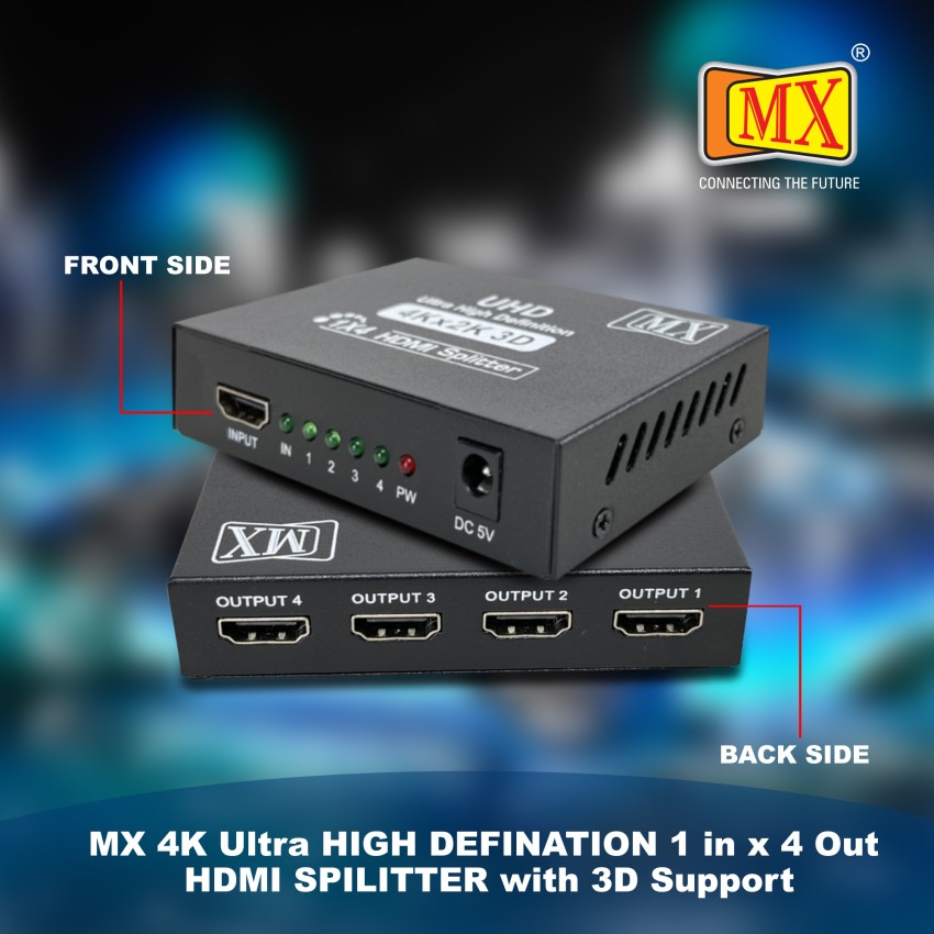 MX TV out Cable HDMI SPILITTER 1 x 4 HDMI 1 INPUT TO 4 OUTPUTS