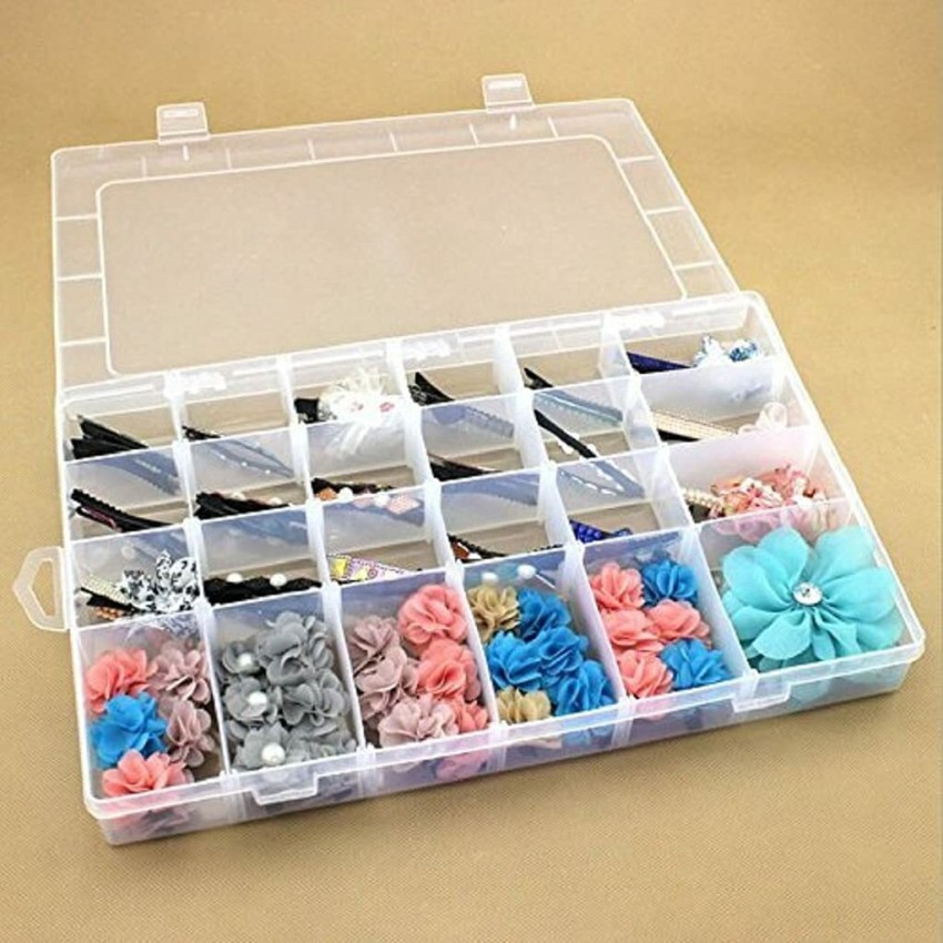 Women's Plastic Jewellery Grid Organizer Box with Imitation Adjustable  Dividers 36 Grid Boxes for Travel, Home, (