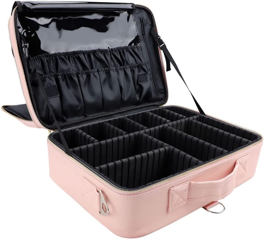 LAFILLETTE Travel Cosmetic Bags, Professional Makeup Case Box Organizer  with Adjustable Dividers Compartments for Makeup Brushes Toiletry Jewelry